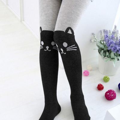 China Gray Cartoon Baby Girl Cotton Blend Pantyhose QUICK DRY Custom Leg Warmers for sale