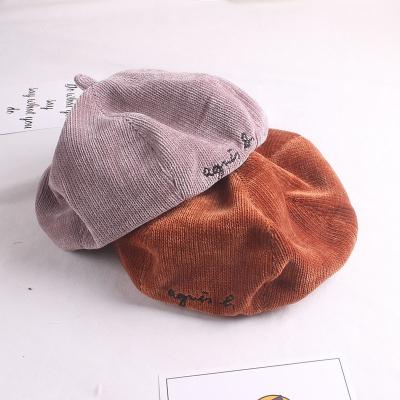 China breathable & New Style Fashion Corduroy Beret Baby Waterproof Hot Selling Hat For Girls Baby Adjustable Beret Infant Hat for sale