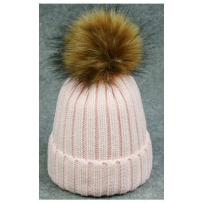 China breathable & 2019 Waterproof New Fashion Style Winter Baby Knit Pure Flip Fur Pom Beanie Hats Winter Hat For Baby Hats for sale