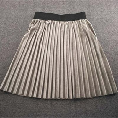 China 2021 Elegant Spring Autumn Solid Color Pleated Flare Skirt Velvet Long Skirt Breathable Hot Selling Skirt Women for sale