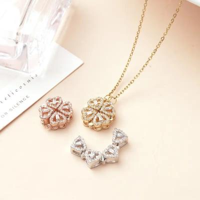 China High-end chain necklace 4-in-1 eco-friendly/classic 2023 new four-leaf heart clover stainless steel necklace wearing two sides heart love pendant for sale