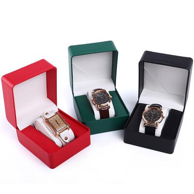 China Waterproof Shockproof Dustproof In Low Moq Stock Custom Watch Case Logo Wooden Watch Box Leather With Gift Box Packaging Fast Delivery Within 3 Days for sale