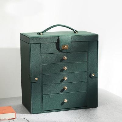 China Large Capacity Large Capacity Multi-Layer Drawers Lace Bracelet Box Jewelry Organizer Box Luxury Leather Storage Packaging for sale