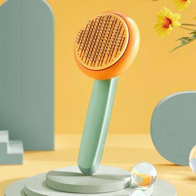 China Pet Stocked Cat Brush Pumpkin Shaped Comb for Dogs Cats Hair Remover Brush Self Cleaning Slicker Brush Pet Grooming Tools Comb for sale