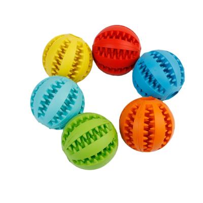 China Toy Pet Tooth Cleaning Dog Cute Food Stocked Dispensing Ball for Small Large Dogs Puppy Pet Chew Toys Interactive Rubber Balls for sale