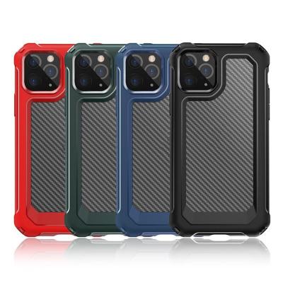 China High Quality Military Anti-drop Carbon Fiber Phone Cases For iphone 12 PC 11 Pro TPU Translucent Shockproof Back Cover Max for sale