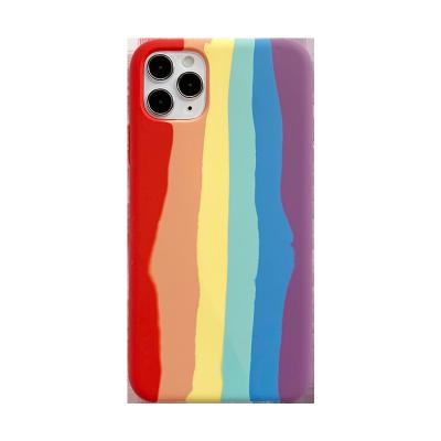 China Light Rainbow Liquid Silicone Phone Cases For iPhone 11 12 Pro X XS XR Max Gel Protective Rubber Cover For iPhone 7 8 Plus Se 2020 for sale