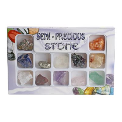 China Natural Gemstone Gift Box 12 Pcs Mineral Rock Collection Box for sale