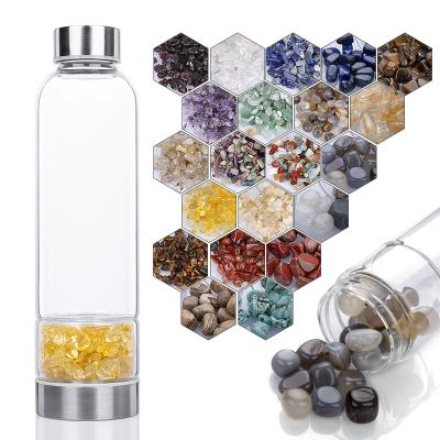 China High Quality Small Water Bottle Stocked Mouth Crystal Stone Glass Water Bottle for sale