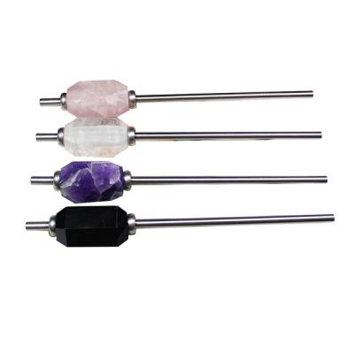 China High Quality Eco-Friendly Natural Gemstone Rose Quartz Crystal Straw Healing Gift Factory Stainless Steel Drinking for sale