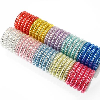 China Fashionable Professional Wholesale Metal Elastic Hair Band Shinny Hair Accessories Spiral Hair Coils Hair Ties for sale