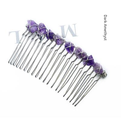 China Metal Hair Accessories Hairpins Made Of Amethyst Hairbrush Hair Purely Handmade Raw Silk Winding Comb for sale