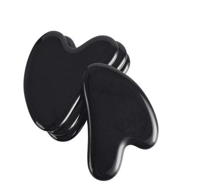 China Natural Crystal Heart Shape Scraping Board Scraper Tool Black Obsidian Gua Sha Massage Scraping Tool For Body for sale