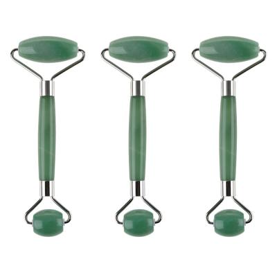 China Body 100% Natural Jade Stone Green Aventurine Face Roller Stone Face Massager Roller With Gold/Rose Gold/Silver Frame for sale