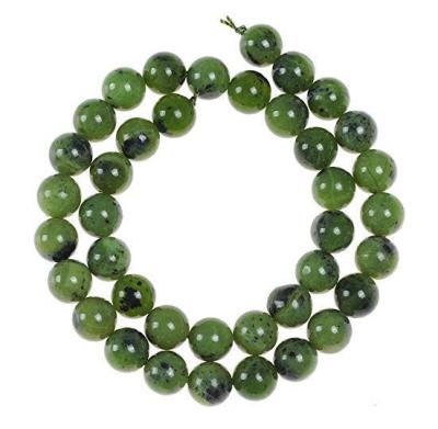 China Stone Nature Green Stone Beads Canadian Jade Beads Green Loose Gemstone Beads For DIY Jewelry Making for sale