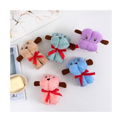 China SmallOrders G050509 Pcreative Square Absorbent Coral Uppy Animal Series Fleece Cute Safe Gift For Bear Kids With Keepsake Wholesale Towel for sale