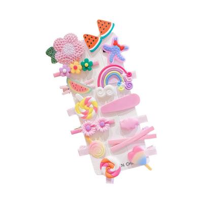 China SmallOrders RF08 Lovely Light and Rainbow Clip Children's Female Baby Hair Accessories Decoration Hair Accessories 14 Piece Cartoon Clip Set Gift Set for sale