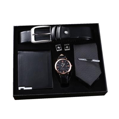 China SmallOrders RF07 Men's Business Boutique Gift Set Creative Gift Set Link Wallet Belt Decoration Large Quartz Dial Classic Watch Cufflinks for sale