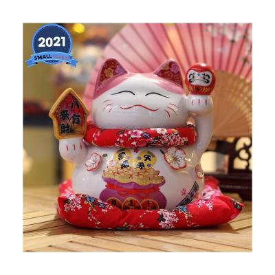 China Japan Small 7 Inch Piggy Bank Home Hotel Craft Decoration Lucky Cat Pottery And Enamel Chinese Living Room Factory Made for sale