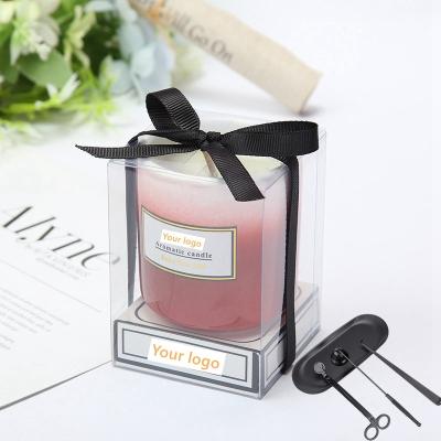 China Home Decoration Hot Sale Custom Size Color Frosted Ceramic Soy Wax Candle Cup Essential Oil With Tool Home Decor Scented Candle for sale