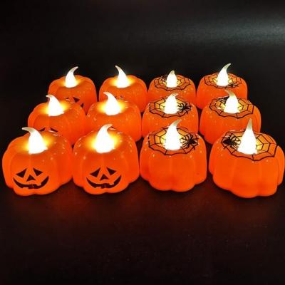 China SmallOrders J16 Home Decoration Halloween Pumpkin Lantern Ghost Festival Decoration Props Led Light Candle Holders Wind Up Lanterns Candle Jars for sale