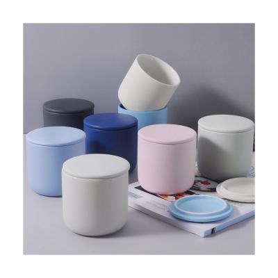 China Wholesale Brand New Modern Luxury Matte Color Candle Jar Factory Empty Clay Candle Ceramic Jar Container For Scented Candle Jars for sale