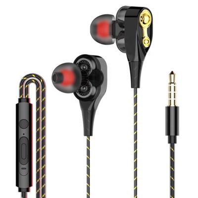 China Comfortable Wearing For Sport Stereo Earbuds Bass Earphones For IPhone Samsung 3.5mm Gaming Headphone In-Ear Headset Dual Drive Gaming Stereo Cable Game With MIC Earpiece for sale