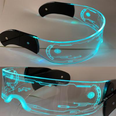 China Acrylic Led Glow Glasses Light Up Digital Punk Glasses Other Decorations And Supplies Party Glowing Glasses for sale