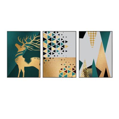 China Modern Abstract Glass Geometry Luxury Fawn Gold Living Room Canvas Art Cave Crystal Wall Painting for sale