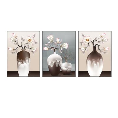 China Modern simple mirror art combination living room bedroom vase flower arrangement decorative painting for sale