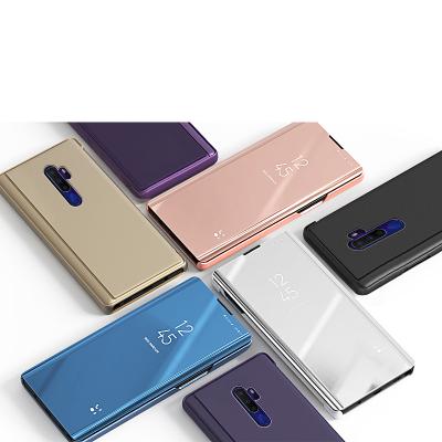 China Protection and Leather Case Smart Flip Cover Mirror Case For OPPO A9 2020 Full Cover Stand Decoration for sale