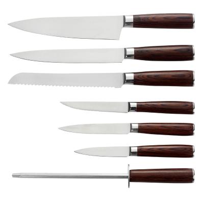 China K0430 7pcs Stainless Steel Kitchen Knife Sustainable Wooden Knife Set for sale