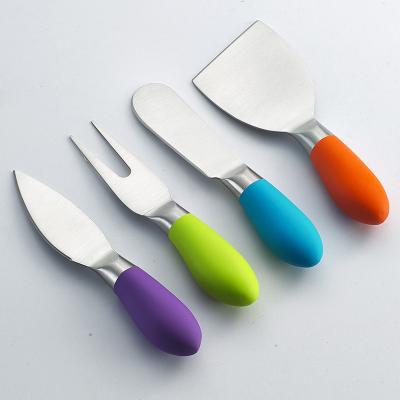 China Sustainable Stainless Steel Cheese Kitchen Tools 4 PCS Colorful Cheese Knife Set for sale