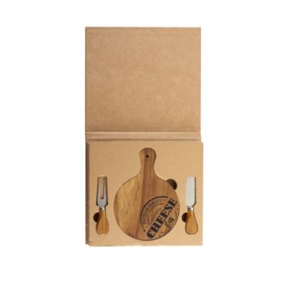 China Viable acacia kitchen cheese wooden board with 2 knives for sale