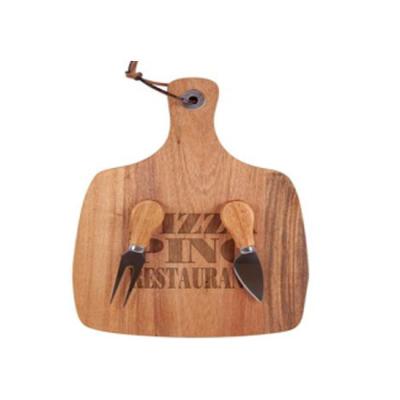 China Sustainable Wooden Kitchen Cutting Board With Knife Cheese Knives Fork for sale