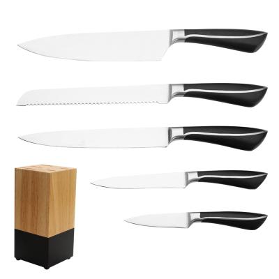 China K0429 Stainless Steel Sustainable Kitchen Knives Set Wooden Cooking Knife Block for sale