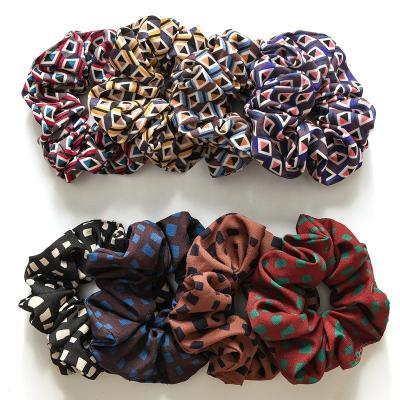 China Customized Square Ladies Hair Scrunchies Vintage Ziming Style Vintage Ziming Print Hair Scrunchies 3D Digital Cloth Hair Ties Accessories for sale