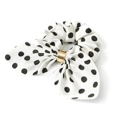 China Ziming Korean Style Stain Chiffon Fabric Hair Scrunchies Black and White Rabbit Ears Hair Scrunchies Bows Tailed Hair Ties Hair Accessories for sale