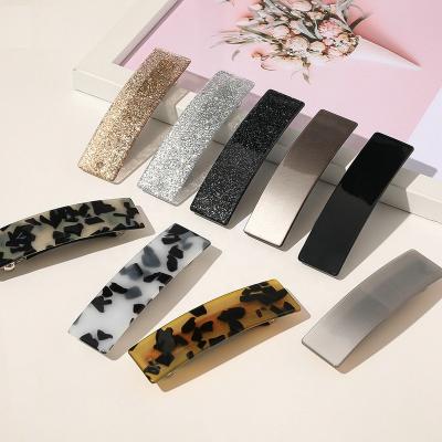 China Ziming New Custom Designed Soft Acrylic Hair Clip Marble Pattern Hair Clip Acetate Rectangle Hair Clip Barrette for sale