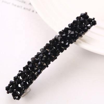 China Soft Ziming Customized Multiple Rows Braided Glass Beads Luxury Shinny Barrette Beads Hair Clips Elegant Braided Beads Hair Clips for sale