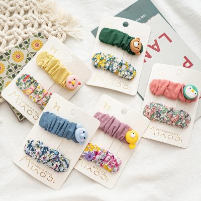 China Ziming Sweet New Designed 2 PCS Mixed Styles Girls' Hair Decoration Clip Lovely Cloth Wrapped Fruit Hairpin Bundle Kids Hair Clip for sale