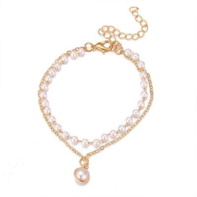 China CLASSIC Hot Arc Bead Bead Ins Ziming Ziming Double Pendant Rows Bracelet Style Girls Simple Concise Bracelet Package Factory Wholesale for sale