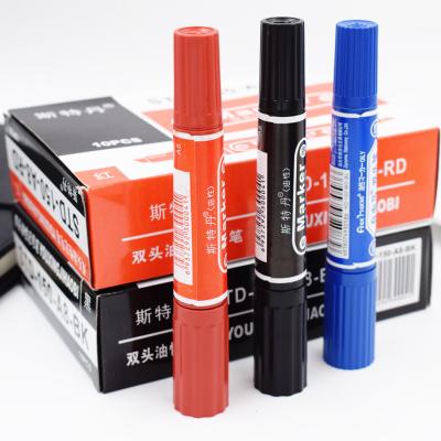 China Hot Selling Twin Head Office Double Tip Permanent Marker, Double Tips Logistics Marker Pen for sale