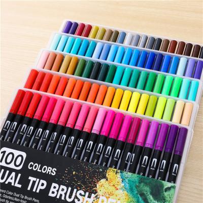 China Dual Tip 120 Colors Dual Tip Brush Marker Pens Set Art Markers Fine Tip Highlighter for Coloring Books Calligraphy Bullet Journal Drawing for sale