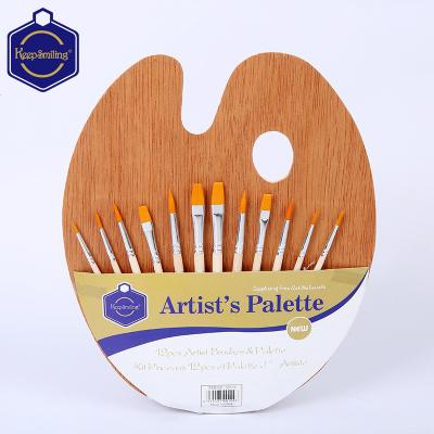 China Watercolor Gouache Acrylic Oil Paint Sells Art Supply Kit Wholesale 12 Pieces Acrylic Paint Brushes Paint Set Brush With Wooden Palette for sale