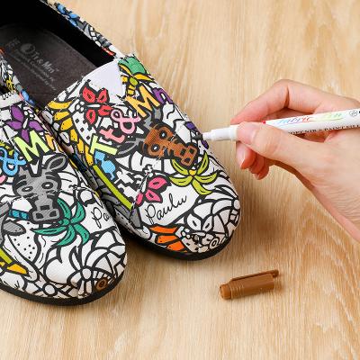 China Bright Colors Wholesales 24 Colors Washable Textile And Fabric Brush Marker Pens for sale