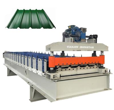 China Hotels 840 Trapezoidal Sheet Metal Roof Wall Panel Roll Forming Machine for sale