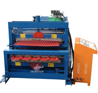 China Advertising Company Roll Ironing Through Layers Space Saving Double Layer Roll Forming Machine for sale