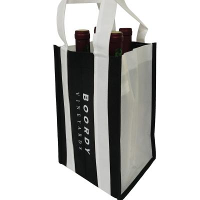 China Nonwoven Factory Portable Nonwoven Wine 4 Bottle Packaging Carrying Tote Bag for sale