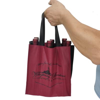 China Wholesale Non-woven Foldable Wine Gift Tote Bags Non Woven 6 Bottles Wine Bag for sale